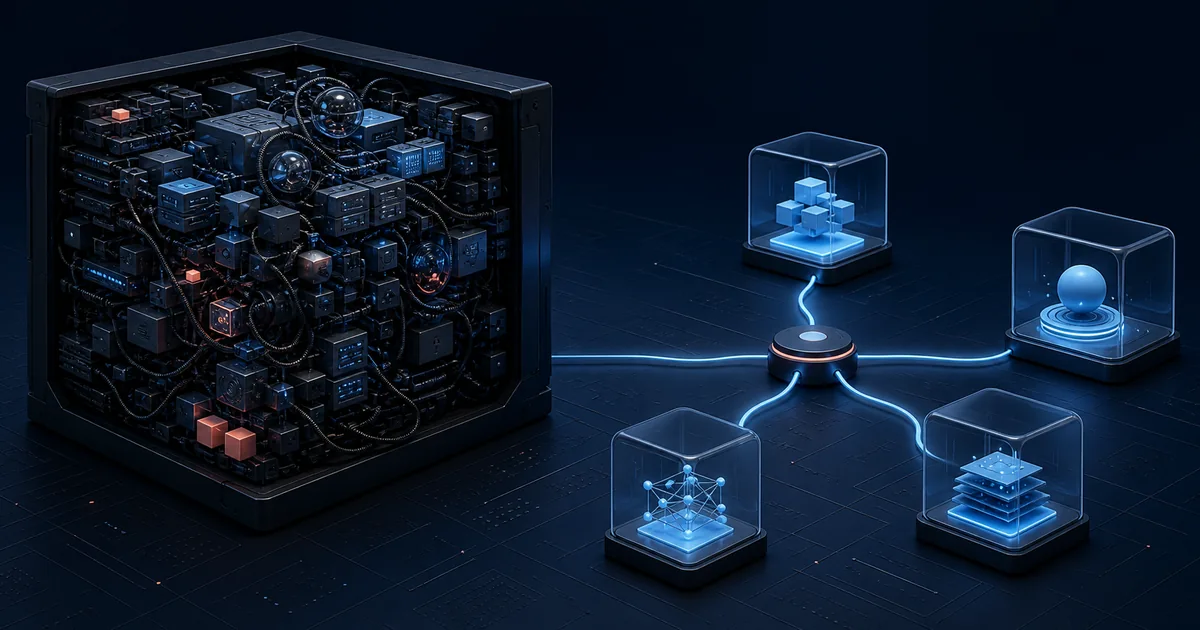 A crowded all-in-one environment contrasted with separate capability sandboxes