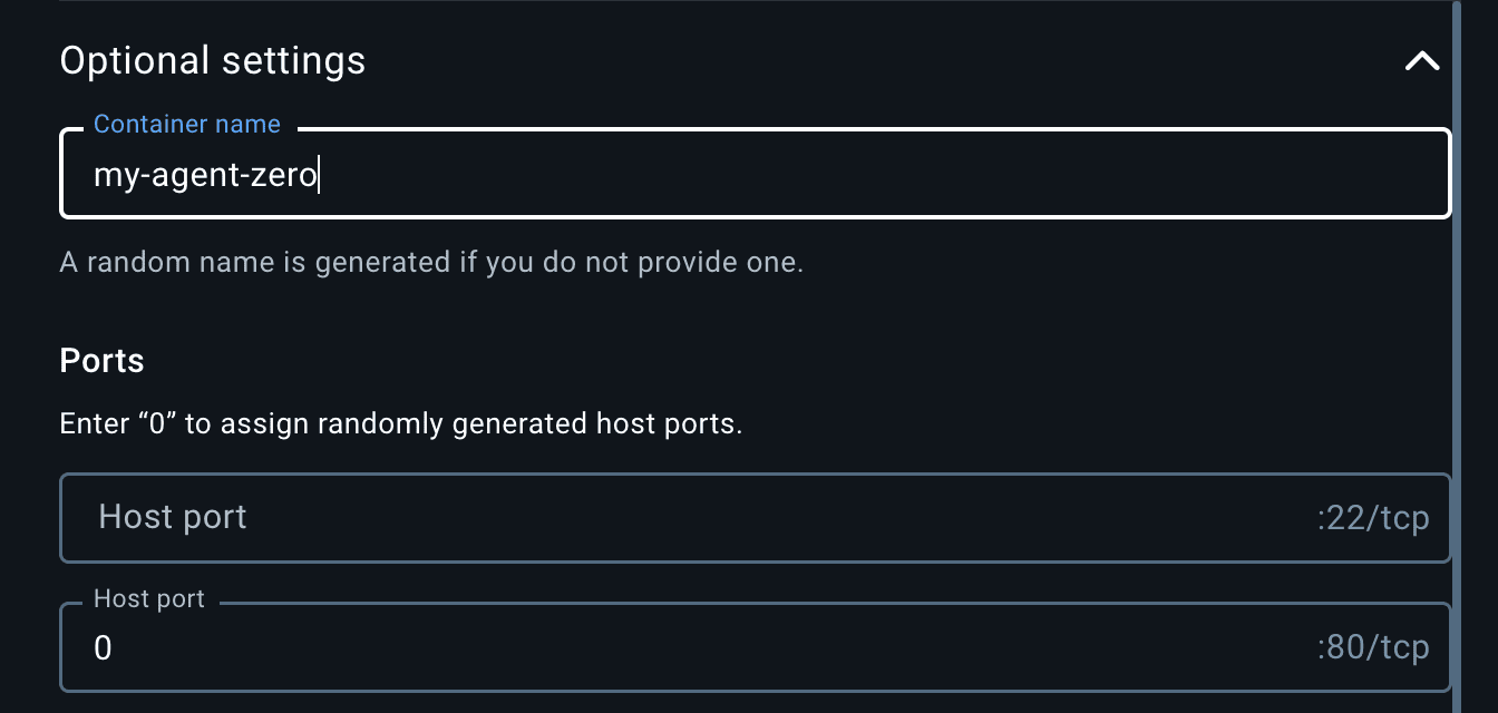 Docker run configuration