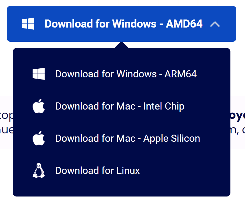 Docker Desktop download page