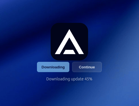 Launcher app update screen showing downloading progress