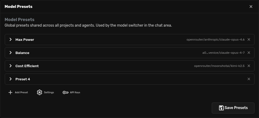 Add a model preset